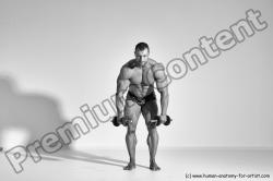 Underwear Man White Moving poses Muscular Short Brown Dynamic poses Academic